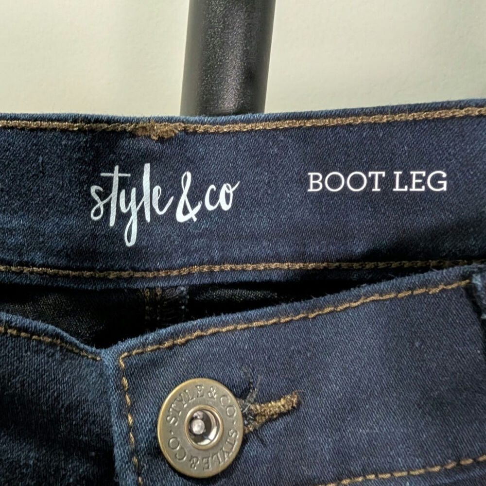 NWT Style & Co Boot Leg Mid Rise Tummy Control Dark Wash Jeans Size 10 long - Picture 7 of 8